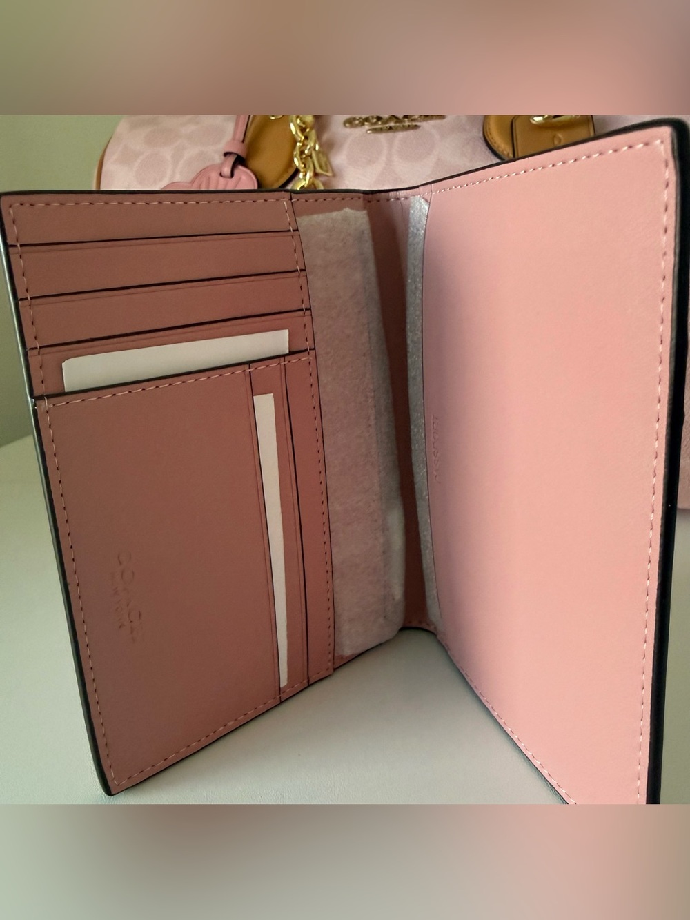 Coach Large Powder Pink Rowan with Matching Pink Wallets and Passport holder - Picture 13 of 15